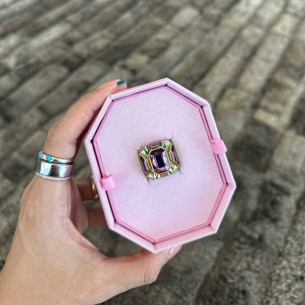 SWAROVSKI Chroma cocktail ring in green and purple